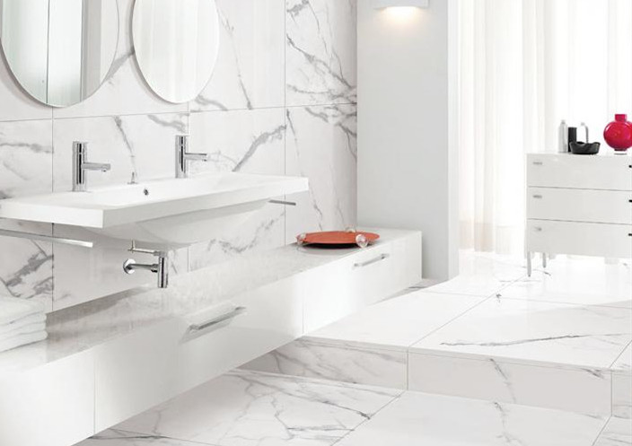 Durable Marble Look Porcelain Tile , Polished Porcelain Floor Tile