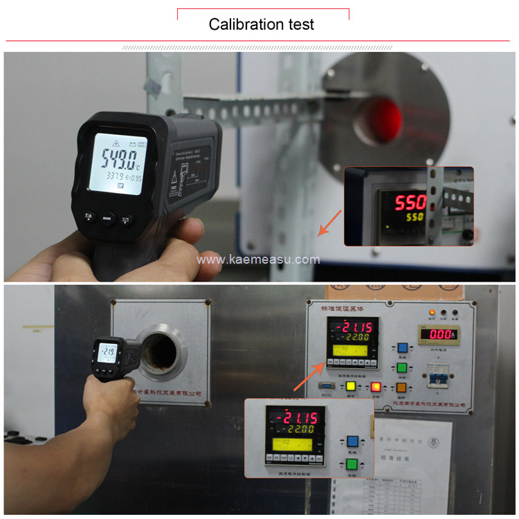 Kaemeasu 380℃ Ring Laser Temperature Gun Hygrometer Emissivity Adjustable Digital Temp Gun