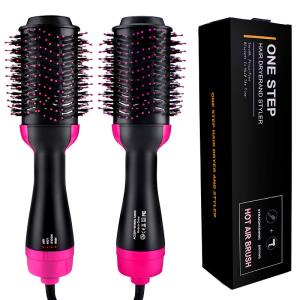China Hair Care AC 240V PTC Fast Heater Electric Comb Straightener pink 3 In 1 hot Air Hair dryer Brush wholesale