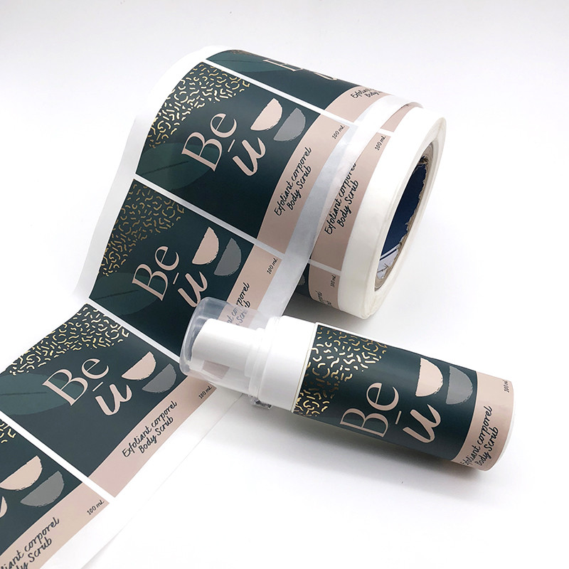 Oilproof 0.05mm Thickness Vinyl Gold Foil Label Stickers For Synthetic Bottle