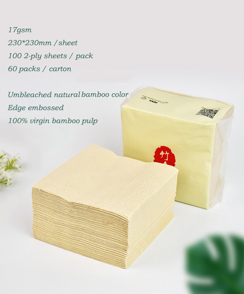 100 Count Odorless Brown Paper Napkins , Natural Color Serviettes For Weddings