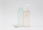 100ml Glass Cosmetic Pump Bottle Flat Shoulder Clear Green Color