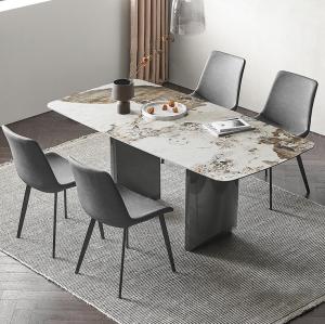 China Simple Stainless Steel Marble Villa Square Dining Room Table wholesale