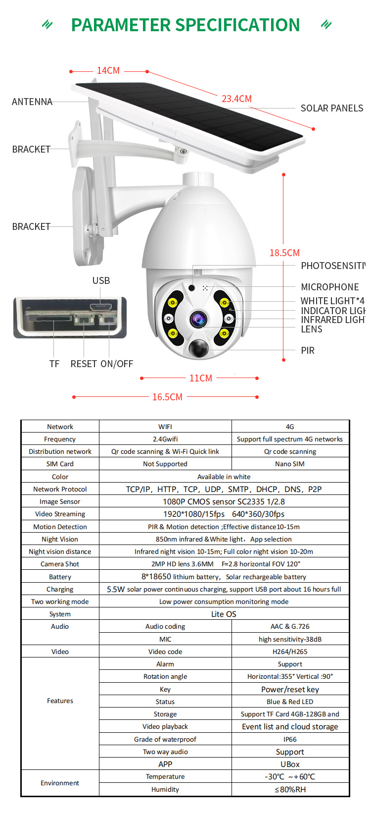 Sensor Motion Detection Wireless Solar Camera Security Alarm Wifi Solar Camera
