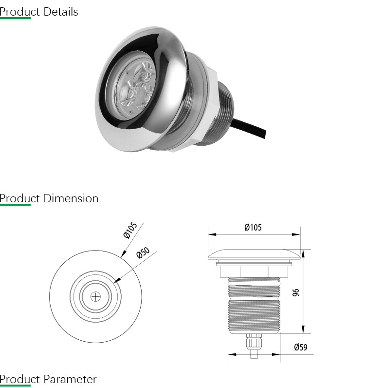 12v/24v AC / DC RGB LED Pool Light , IP68 LED Swimming Pool Light Durable