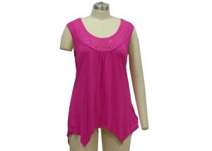 China Red Casual Womens Dressy Tank Tops , Ladies Camisole Vests With Sequines wholesale