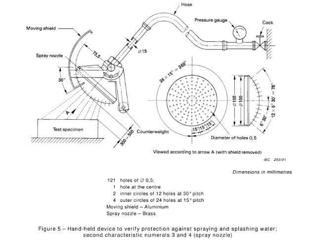 IEC 60598-1 IPX3/4 Spray Nozzle For Water Ingress Protection Of Electrical Enclosures Test