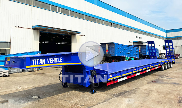 TITAN Heavy Duty 4 Axle 100 Ton Lowbed Truck Trailer Low Bed Semi Trailer for Sale