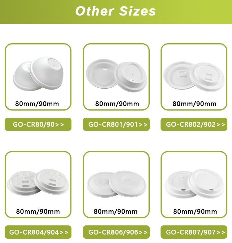 Biodegradable 80mm 90mm Sugarcane Bagasse Cups And Lids