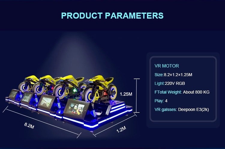 CE Virtual Reality Simulator , RGB LED 220v 4 Players Super Fun Video VR Motorbike Racing Game Machine