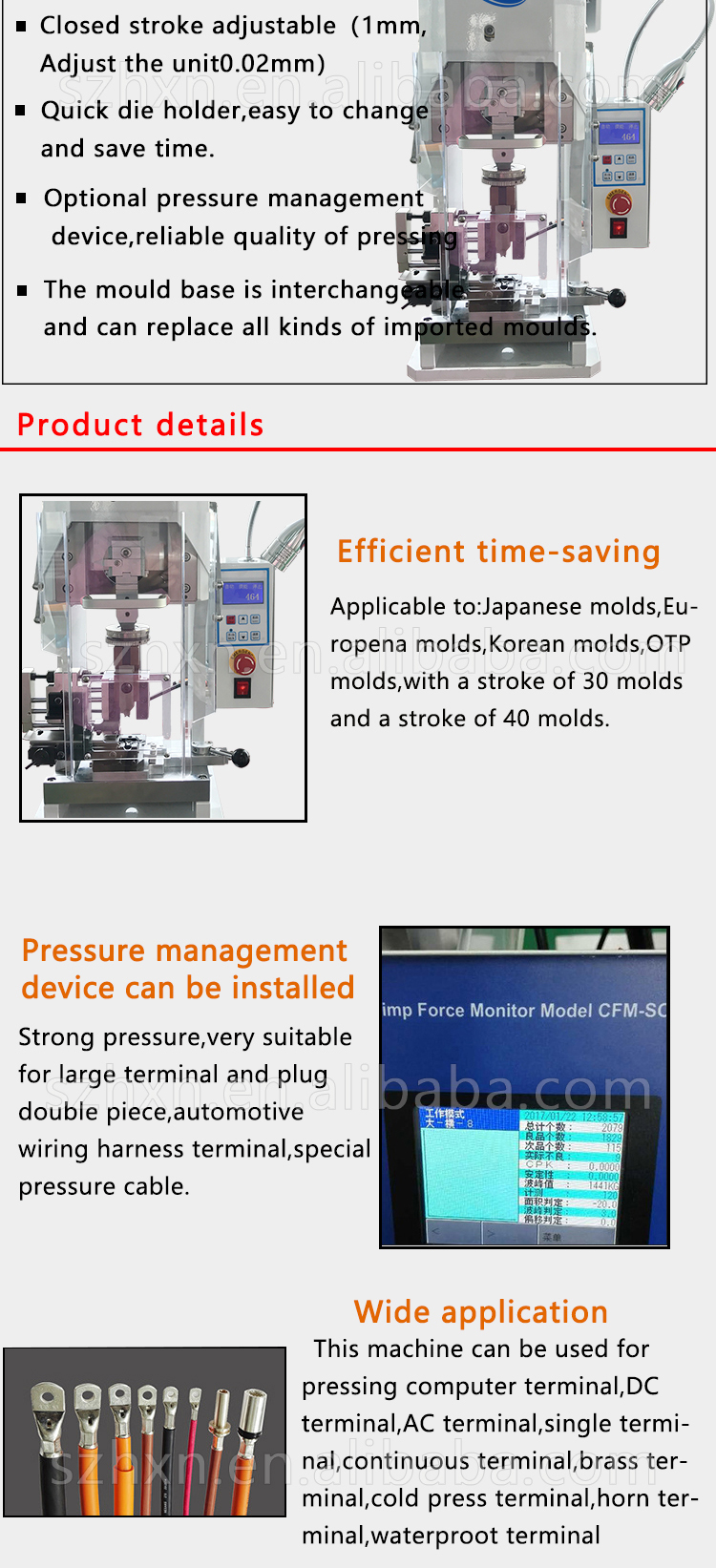 JST Mold Adaptation Equipment for YH-02A-3T Automotive Wire Harness Terminal Crimping