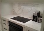 White Kitchen Marble Countertops And Backsplash , Huge Marble Tile Countertops