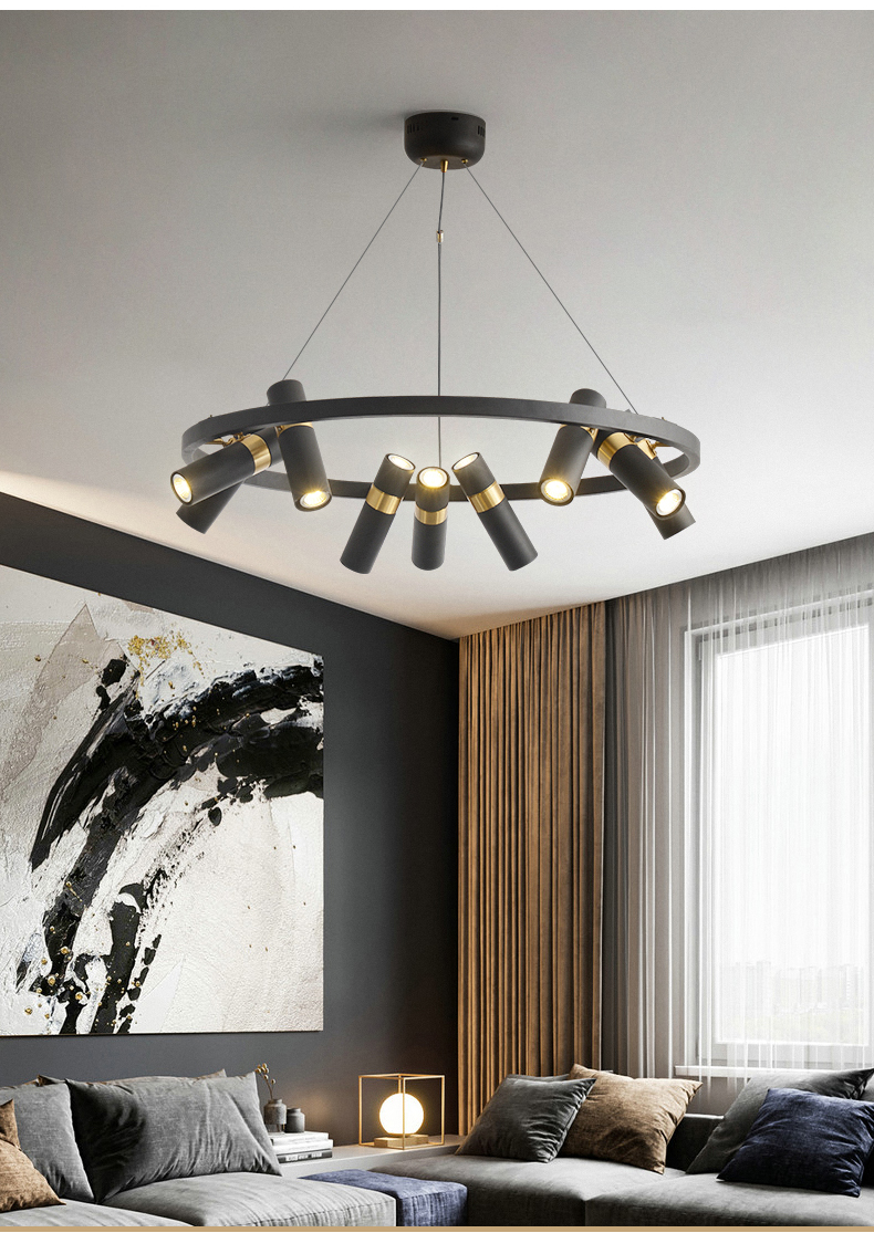 Retro Loft Circle Light Fixture Vintage Iron Spot Chandelier(WH-MI-463)