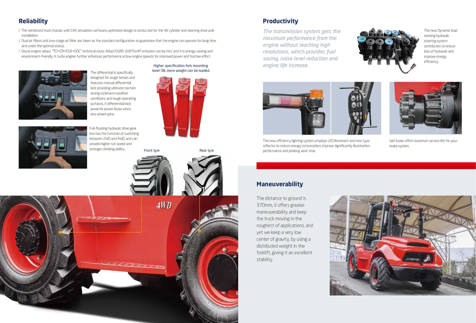 Hangcha 5ton off-Road Rough Terrain Forklift 2WD 4WD