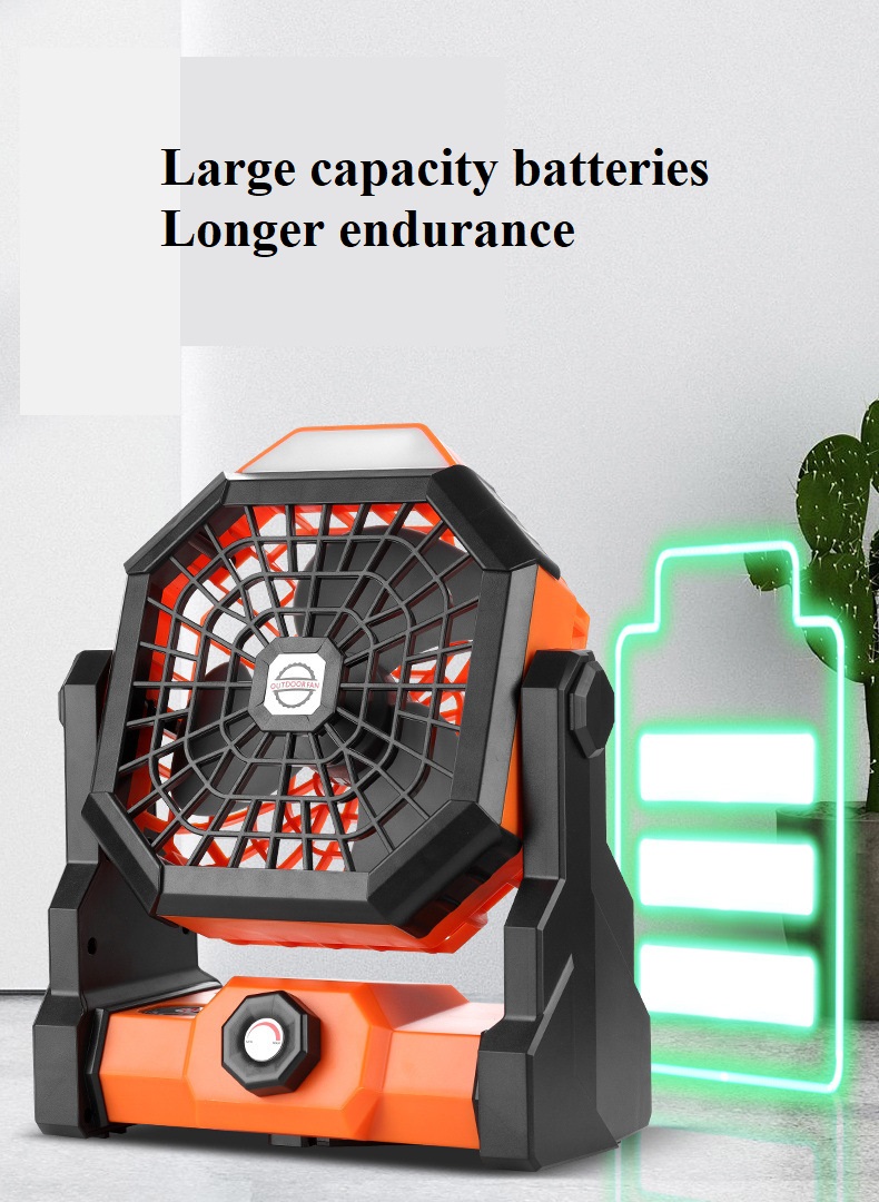Portable 6-inch Wind Rechargeable Outdoor Tent Camping Fan With Lighting and Durable