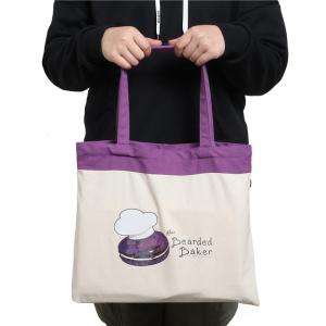 China Full Color Purple Handle Printed 12oz Canva Tote Bag wholesale