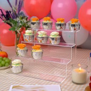 China 12x1.8x9in 4 Steps Acrylic Cupcake Stand For Supermarket wholesale