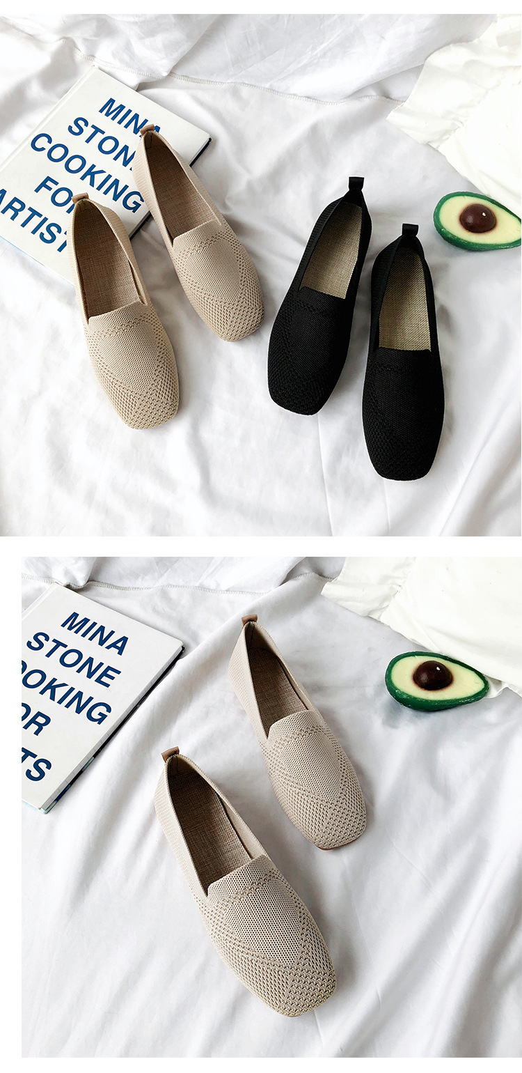 Wholesale Solid Color Thin Section Breathable Flat Shoes Women's New Soft Sole Woven Shoes