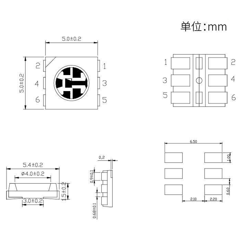 5050 RGB SMD LED Blace Surface Mount Device Package For Indoor And Outdoor