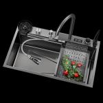 Multifunction Kitchen Sinks 304 Stainless Steel Kitchen Sink Faucet Modern Black