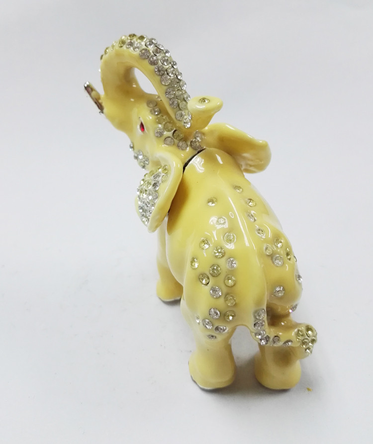 Elephant Metal Crystal Rhinestone Jewelry Box Trinket Boxes