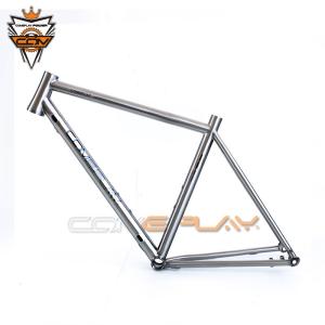 China Ti3AL2.5V Titanium Road Bike Frame Gravel Bike Frameset Tapered Headset wholesale