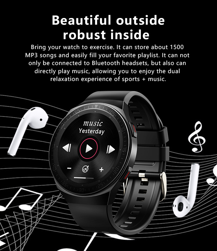 IP67 Music Player Mens Fitness Smartwatch HRS3300 Touch Screen Wristband