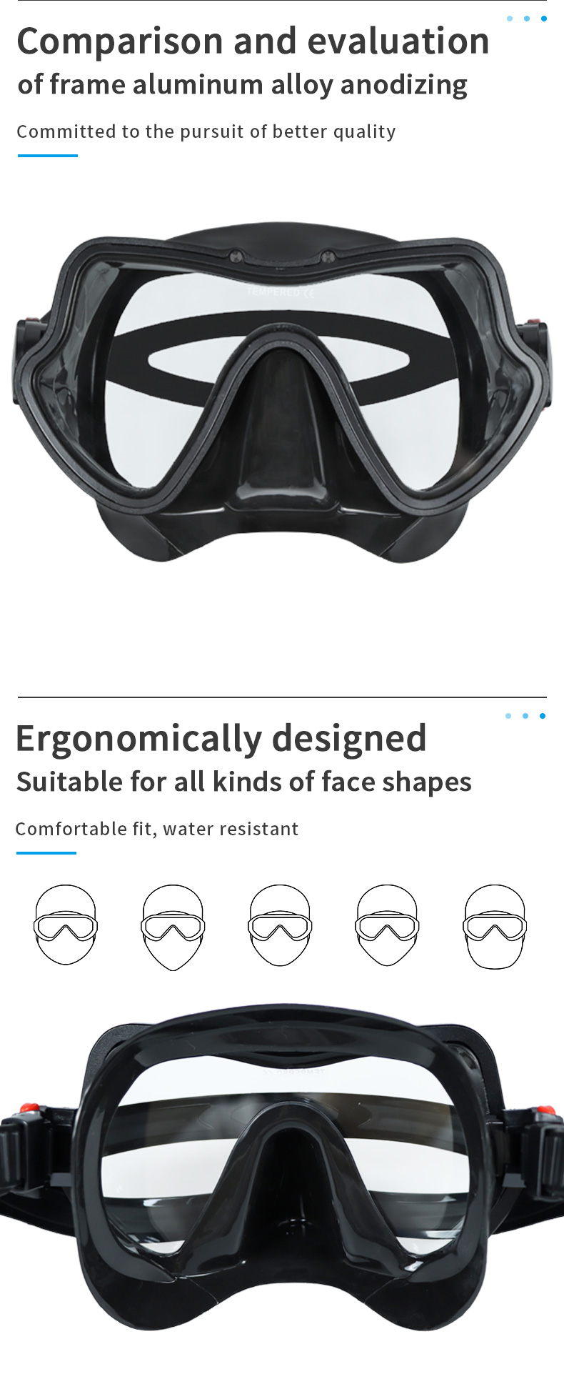 Underwater Diving Training Panoramic Snorkel Mask Goggles Waterproof