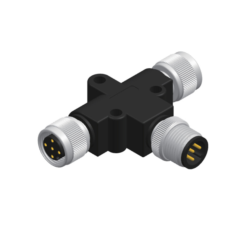 M12 5pin T Splitter Waterproof Connector M12 A Coding Male to 2 Female adaptor