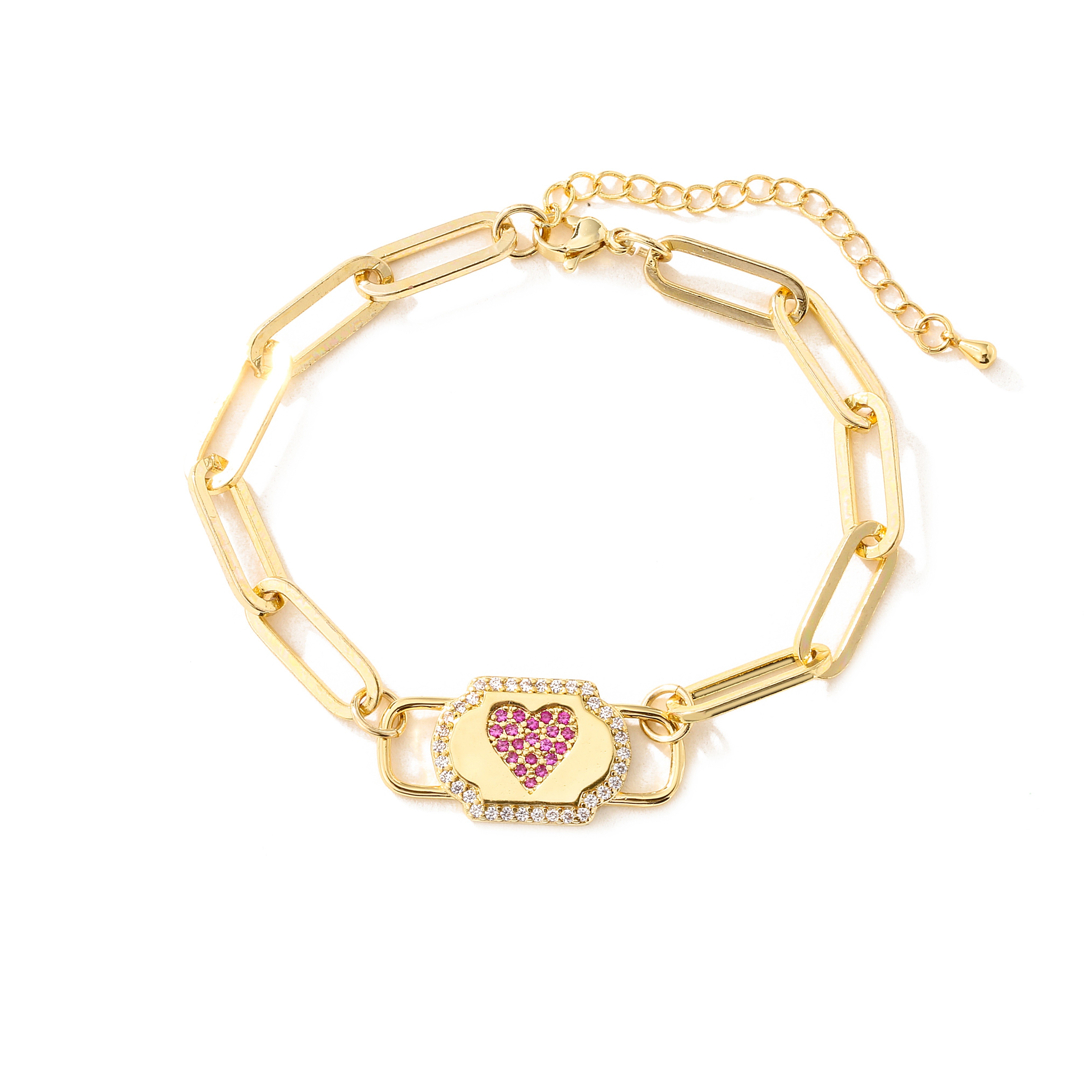 Elegant 18k Gold Chain Bracelet Women , Synthetic CZ Gold Plated Charm Bracelet