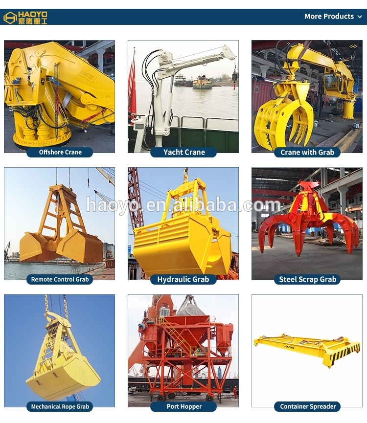 Maximum Lifting Capacity 5 Tons Provision Cargo Handling Hydraulic Telescopic Marine Ship Crane