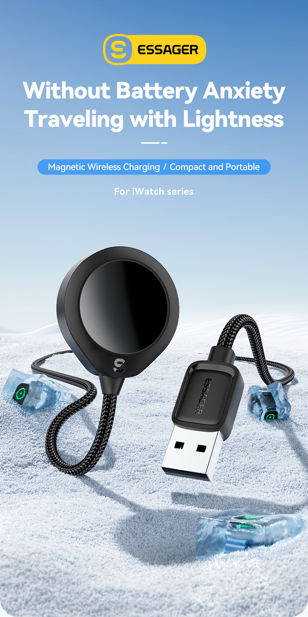 ESSAGER ES-WC14 Series Wireless Watch Charger 5V/2A Input 2.5W MAX
