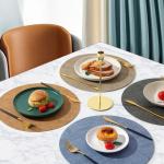 Heat-Resistant Non-Slip round leather Insulation Placemats Dinner Table Mats