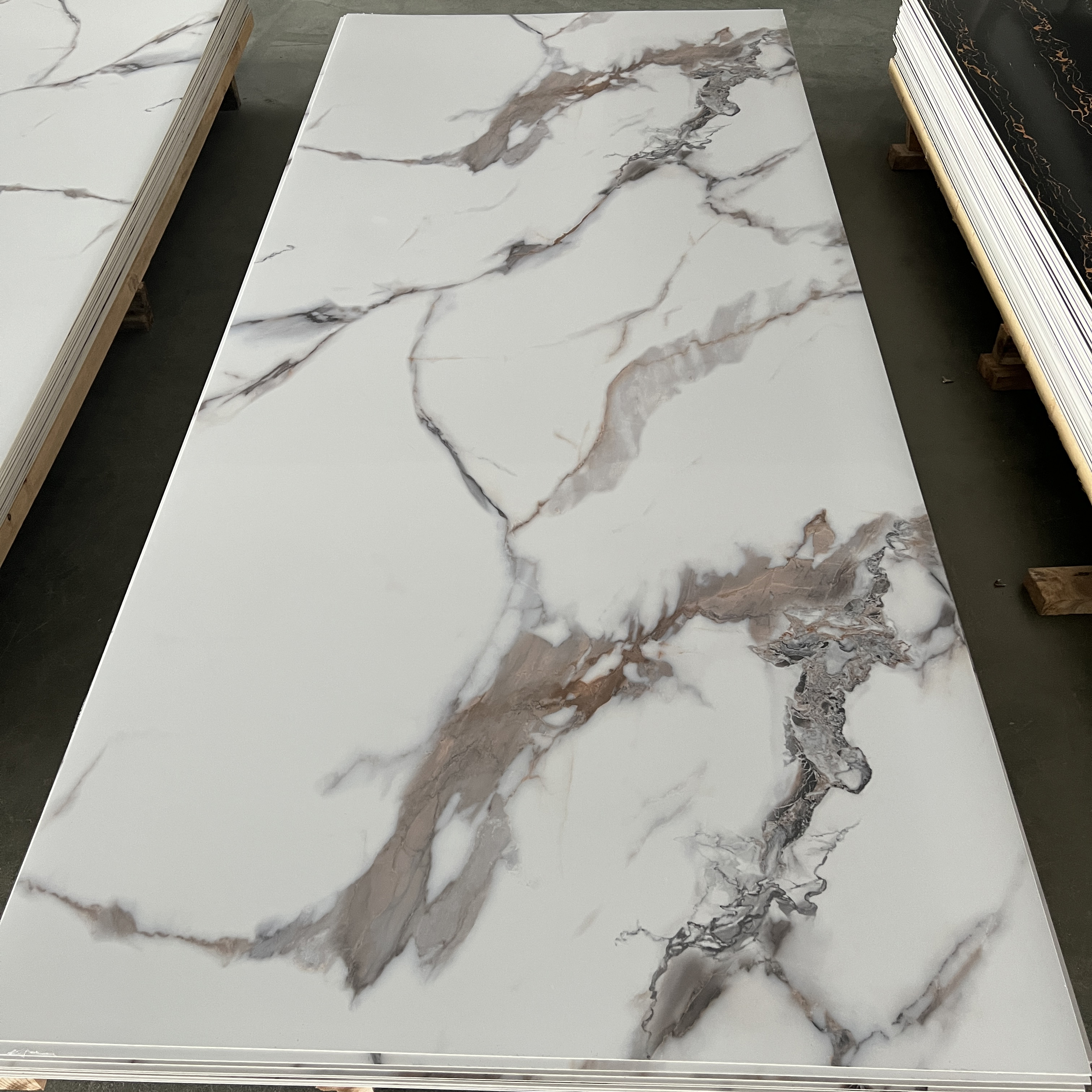 Hot Stamp PVC Faux Marble Sheet for Wall Decoration 1220x2440mm 1220x2800mm from Chinese
