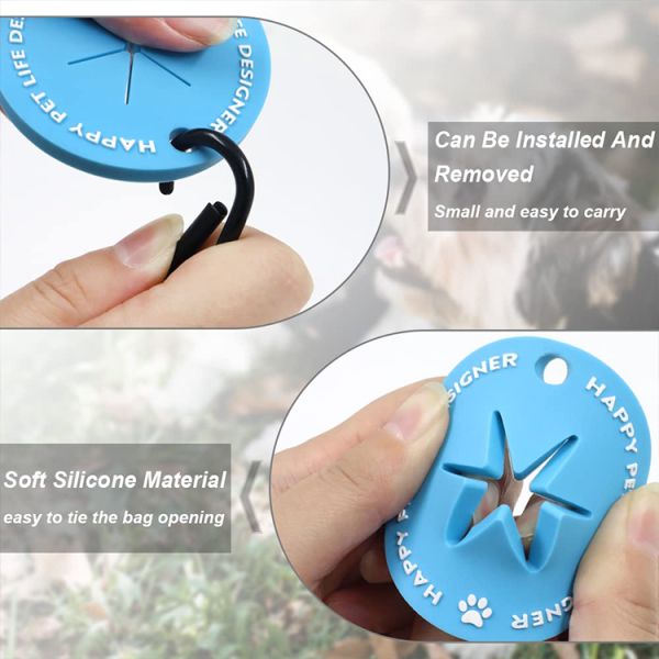 Portable Silicone Dispenser Pet Dog Waste Poop Bag Holder Carrier Accessory with Carabiner Clip for Outdoor Walking Training