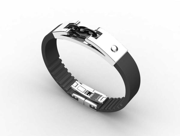 Top Quality Europe Fashion Stainless Steel Genuine Leather Silicone Bangle
