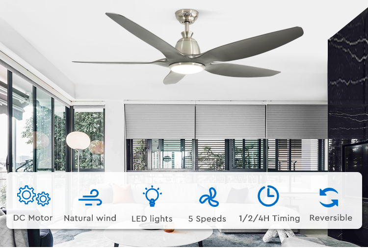 Energy Saving Dimmable LED Ceiling Fan Mulit Colors/OEM 10 for Motor 5 Plastic Blades