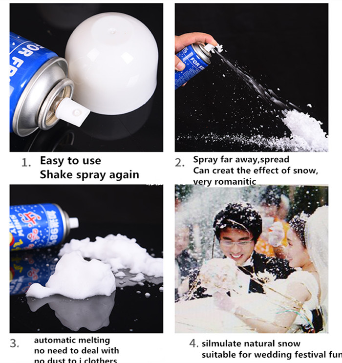 Decorative CMYK Customized Fake Snow Spray Can Dia 52mm Aluminum Aerosol Cans