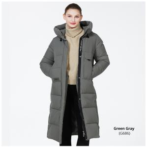 China Zipper Closure Woman Winter Coat Long Girls Winter Jacket 63 - 66cm Sleeve Length wholesale