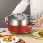 Factory 28 CM Steamer Pot Stainless Steel Dumplings Seafood Rice Cooking Food