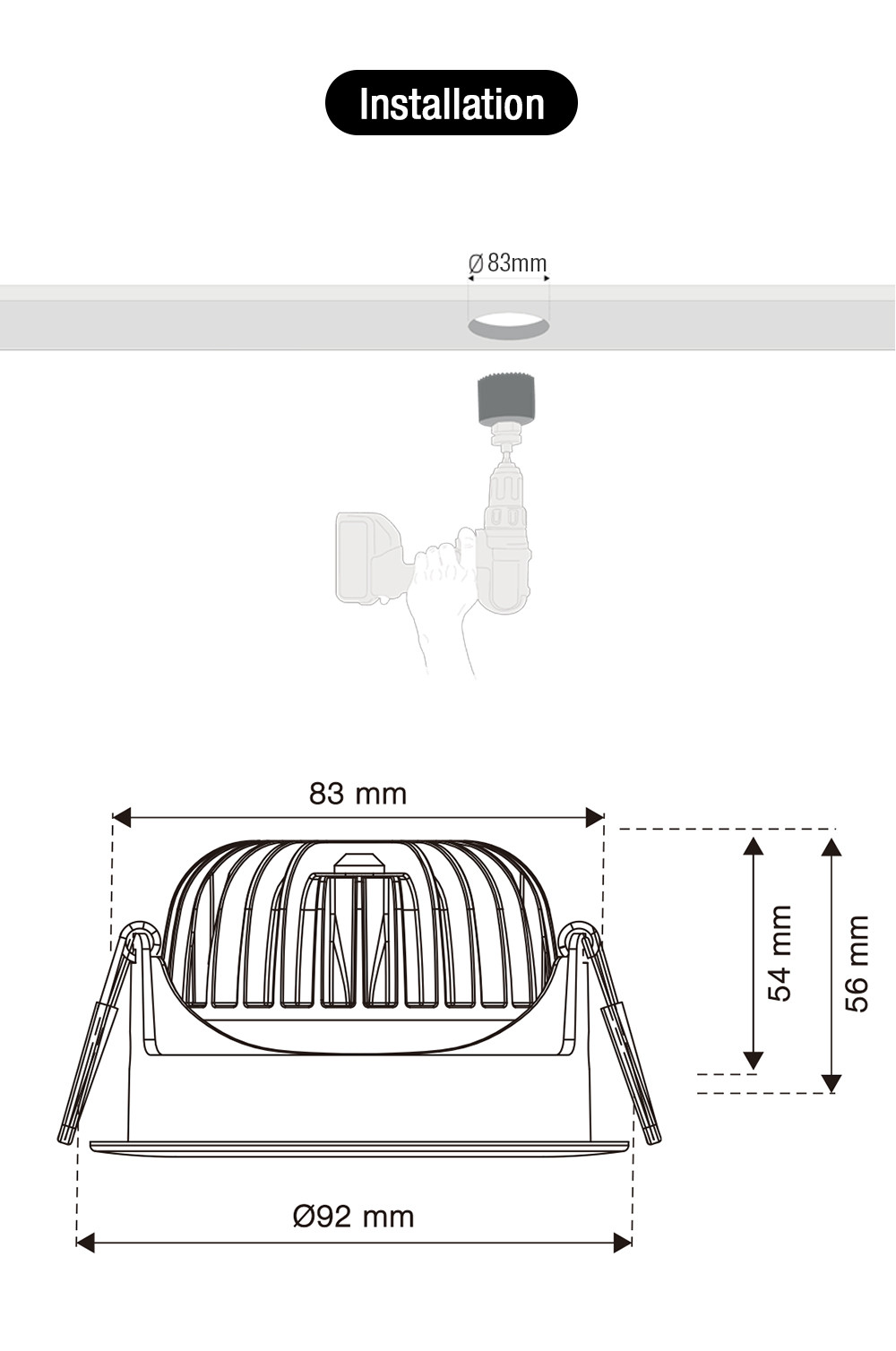 Practical Dim To Warm White Downlights No Flicker 12W Aluminum