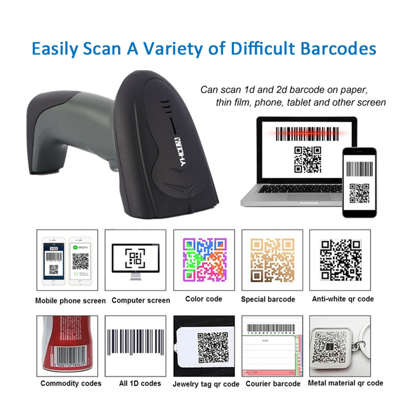 1D 2D High Resolution Barcode Scanner Wireless For Stores Supermarket