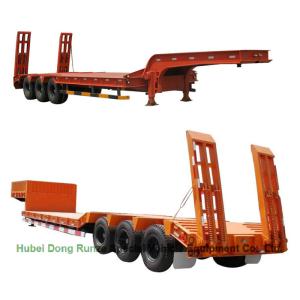 China Gooseneck Tri-axle Hydraulic Ladder Lowbed Semi Trailer Heavy Machine 60ton,80Ton wholesale