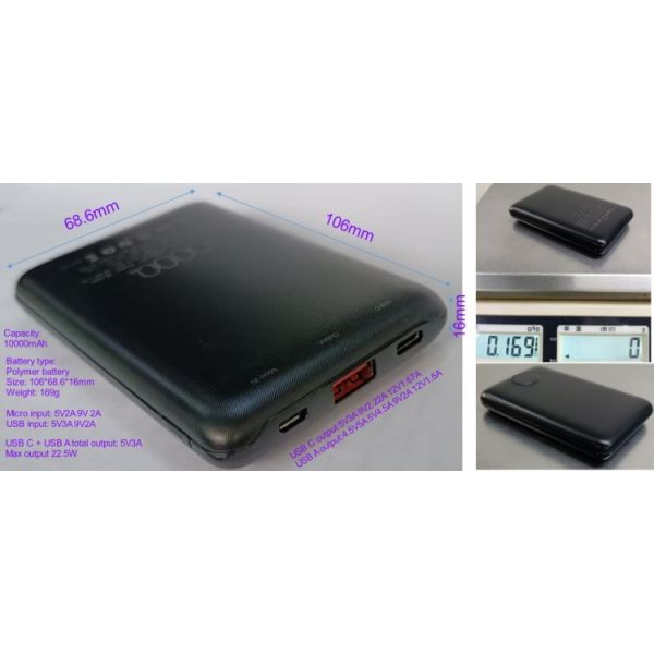 Lithium Polymer Battery Powerbanks 10000mAh 5V 3A 9V 2A 12V 1.5A power bank