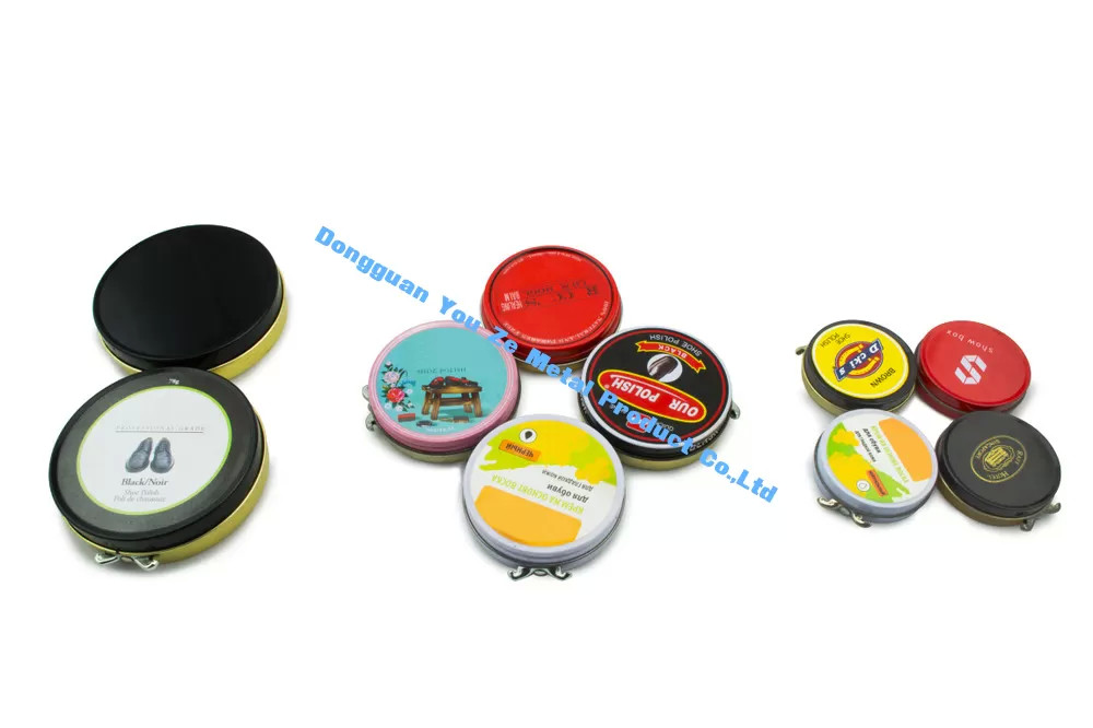 Round Metal Storage Containers Black Shoe Polish Tin Small Tin Containers with Different Sizes