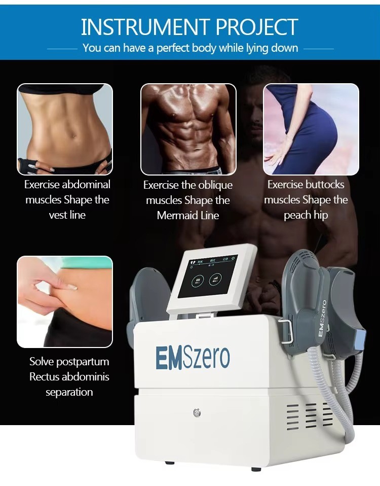 Portable 4 Handles with RF Fat Burning Muscle Building Emslim Mini Body Sculpting EMS Butt Lifting Machine with RF