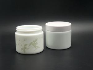 China JG-AQ100,100ml cylinderic milk white glass cosmetic jars, opal (opaque) white glass jars for facial mask, face cream wholesale
