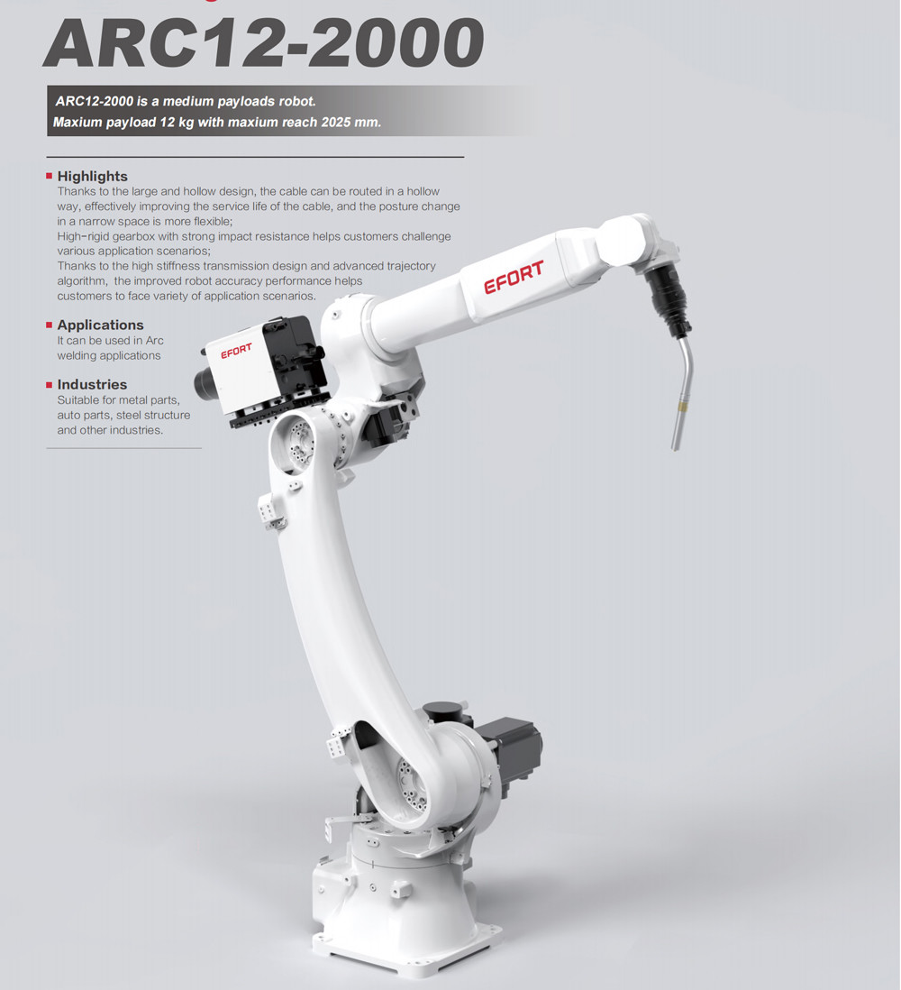 Arc Welding Robot For Metal Parts Auto Parts Steel Structure And Other Industries ARC12-2000 Payload 12kg Reach 2025mm