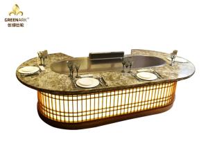 China Stainless Steel Teppanyaki Grill Table Electromagnetic Heating 380V wholesale