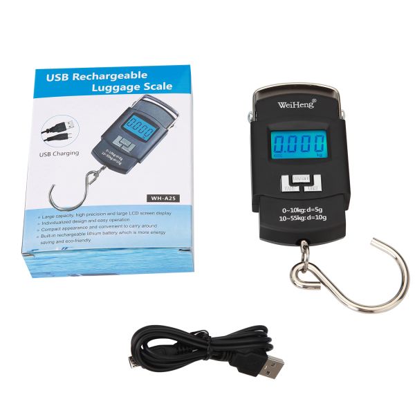 High Accuracy 10g ABS Material 50kg Digital Fishing Scale with LED Display Customizable for Luggage Weighing OEM Support